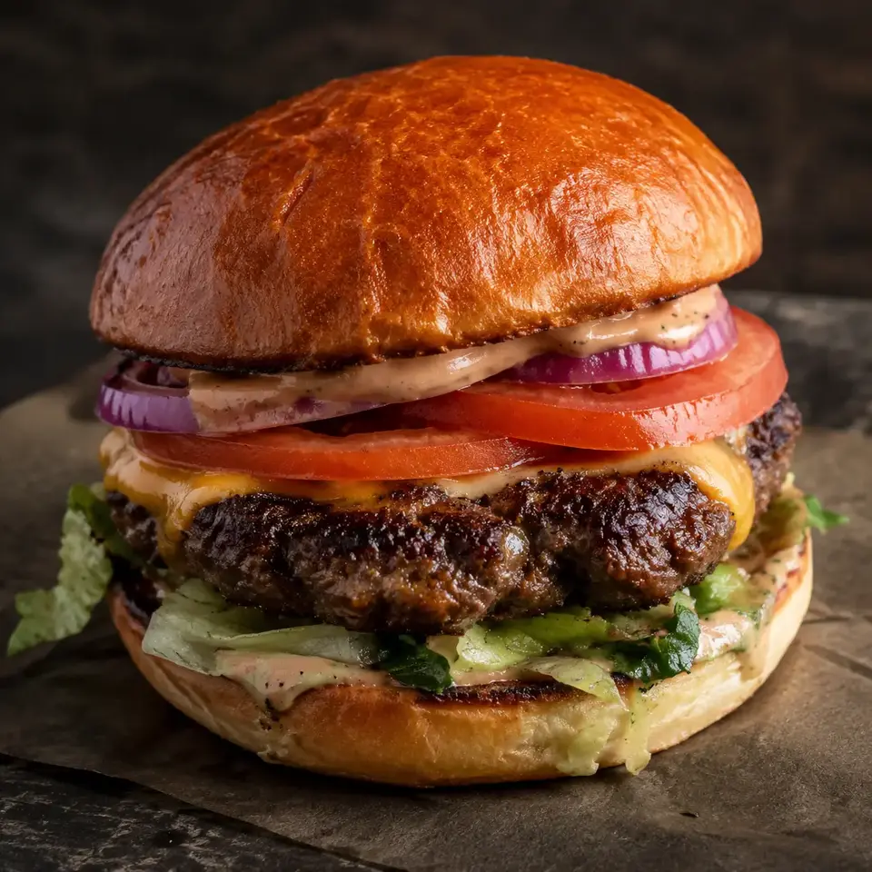 Grilled beef burger